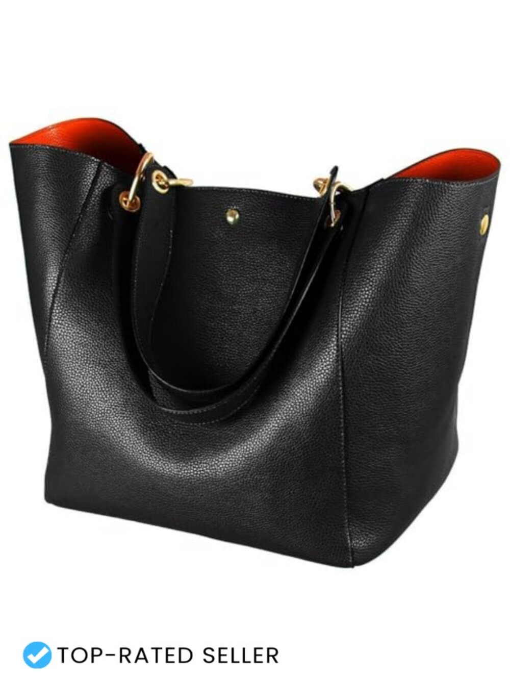 Large Vegan Leather Work Tote Bag for Women Bucket Purse Crossbody Shoulder Bag